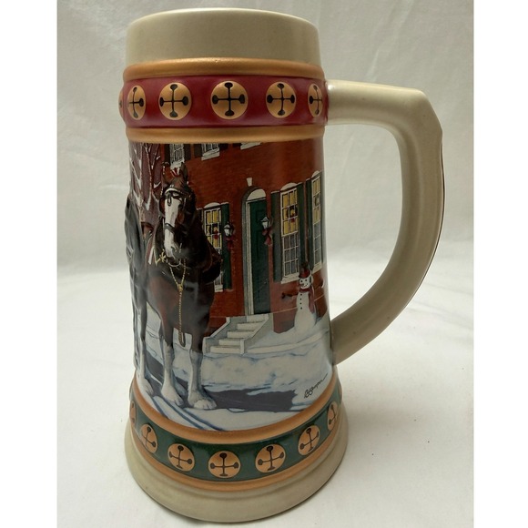 Vintage 1994 Budweiser Holiday Beer Stein Hometown Holiday With Box & COA - Picture 8 of 13